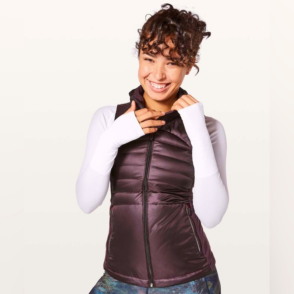 lululemon athletica Women's Quilted Vest in Deep Plum and Black